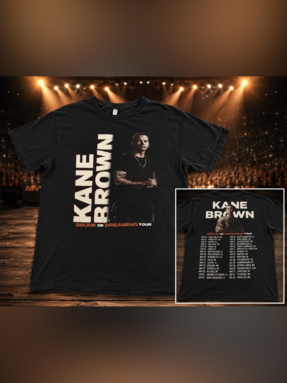 Kane Brown Drunk or Dreaming 2023 Tour Shirt Black XL Concert Tee